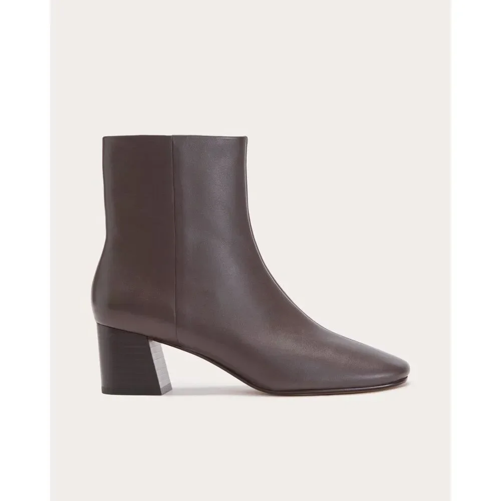 Everlane THE DAY BOOT Dark Brown Leather Ankle Boots Block Heel Minimalist 5 NWB